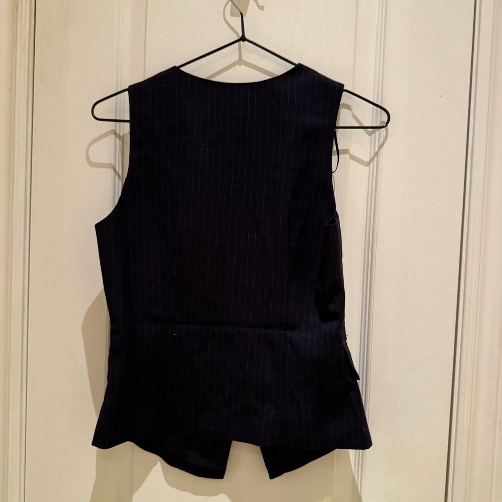 Jason Wu pinstripe navy button crop vest - Picture 3 of 3